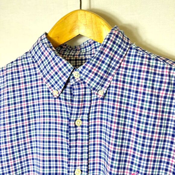 Ralph Lauren Blue Green Pink Tattersall Check Long Sleeve Buttondown Shirt Sz L - Picture 1 of 11